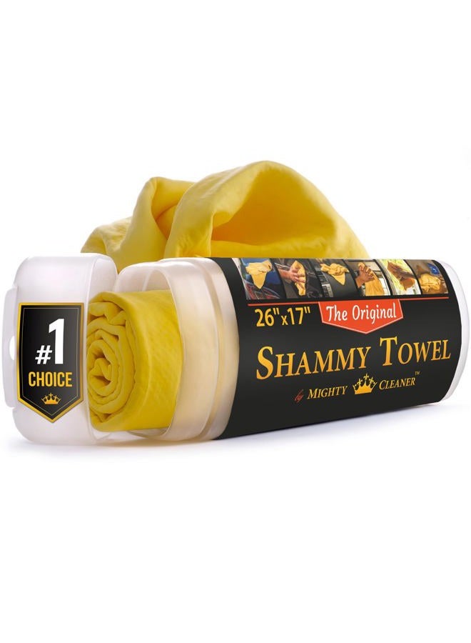 Mighty Cleaner Premium Shammy Cloth for Car Drying - 26”x17” - Super Absorbent Chamois Towel for Car - Scratch-Free, Reusable & Soft - Image 1